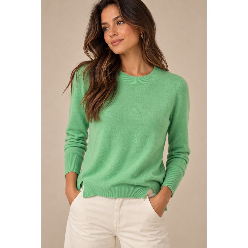 J.Crew Women Bright Pistachio Green 100% Cashmere Crewneck Sweater Size M Knit
